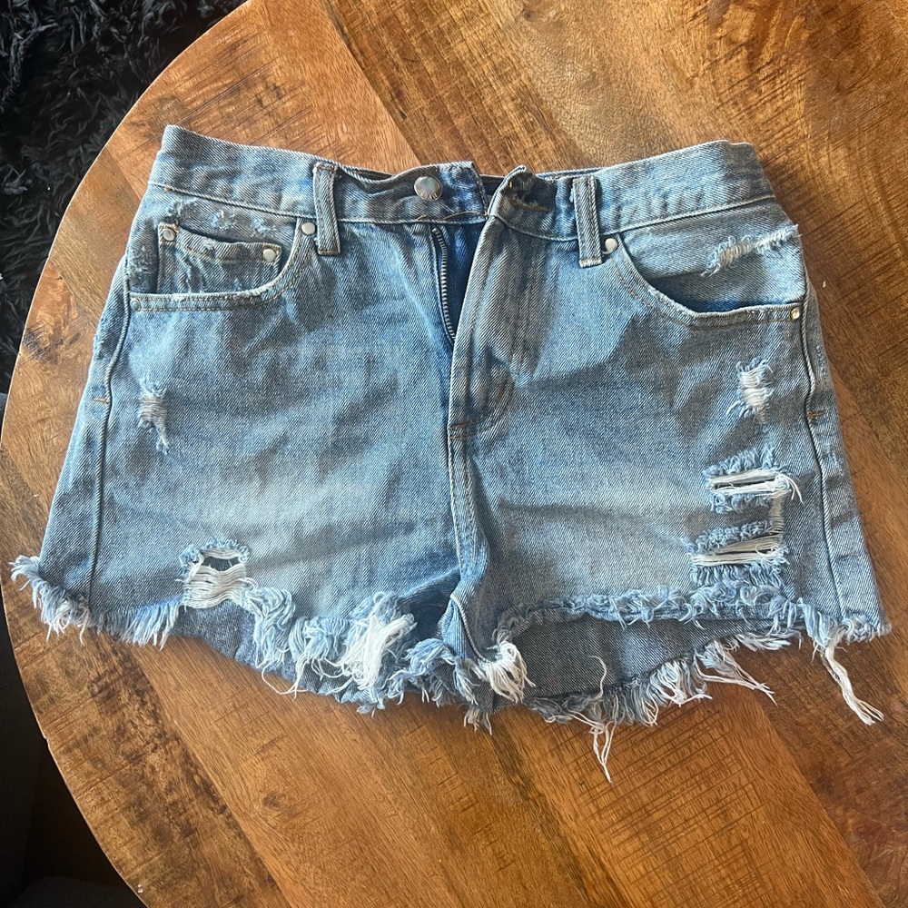 Elan Blue Distressed Jean Shorts